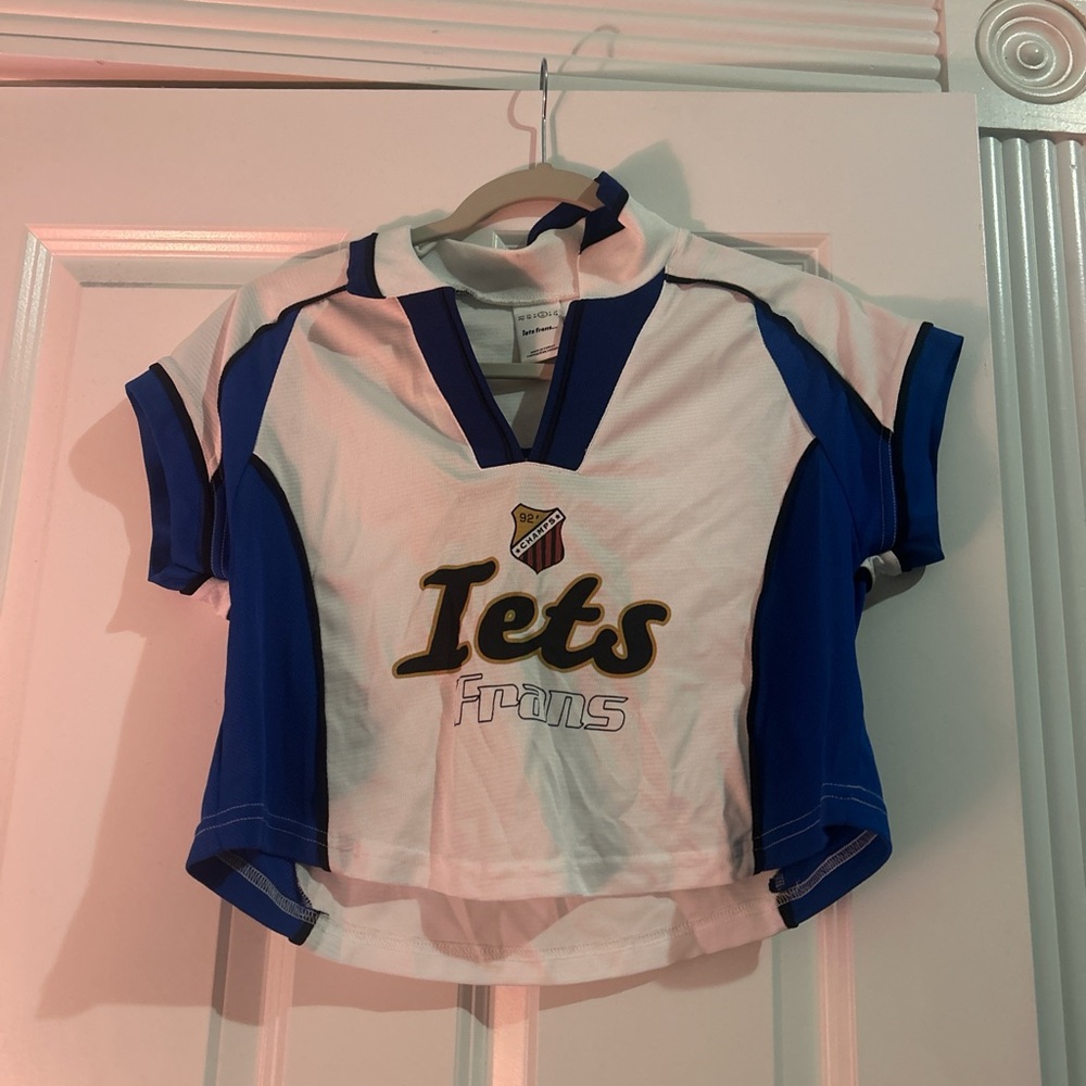 Women's Blue and White Short Sleeve Tee